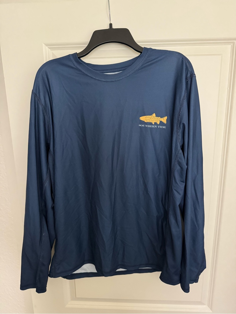 Southern Tide Men’s Long-Sleeve Swim Rash Guard - Navy with Gold Fish Logo